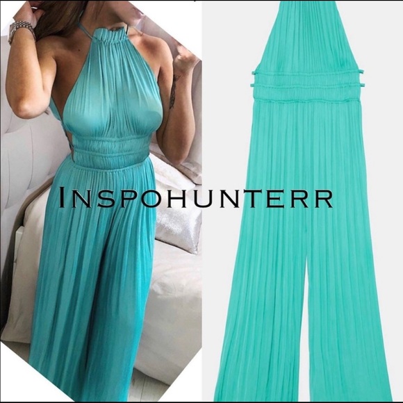 zara pleated jumpsuit with straps